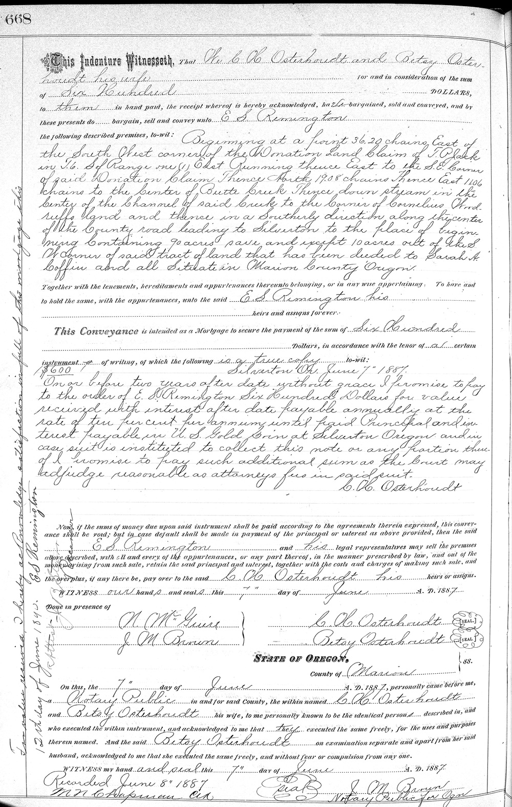 Mortgage deed of Charles Osterhoudt