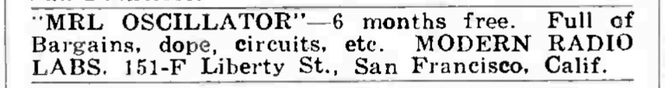 MRL Oscillator advertisement